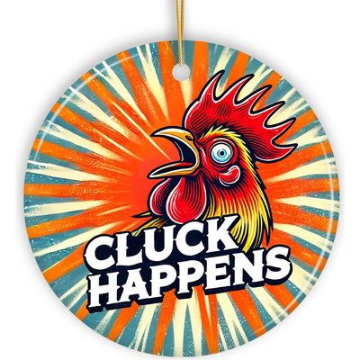 OrnamentallyYou OrnamentallyYou Cluck Happens Retro Rooster Ornament