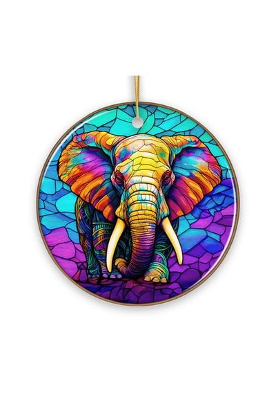 OrnamentallyYou OrnamentallyYou Forest Giants Elephant Stained Glass Style Ornament