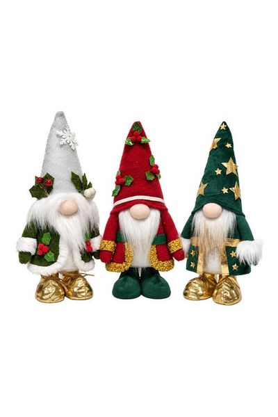 OrnamentallyYou OrnamentallyYou Holly Jolly Red Green Silver Christmas Plush Gnome Set