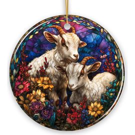 OrnamentallyYou OrnamentallyYou Mountain Goat Stained Glass Style Ornament - Version 3