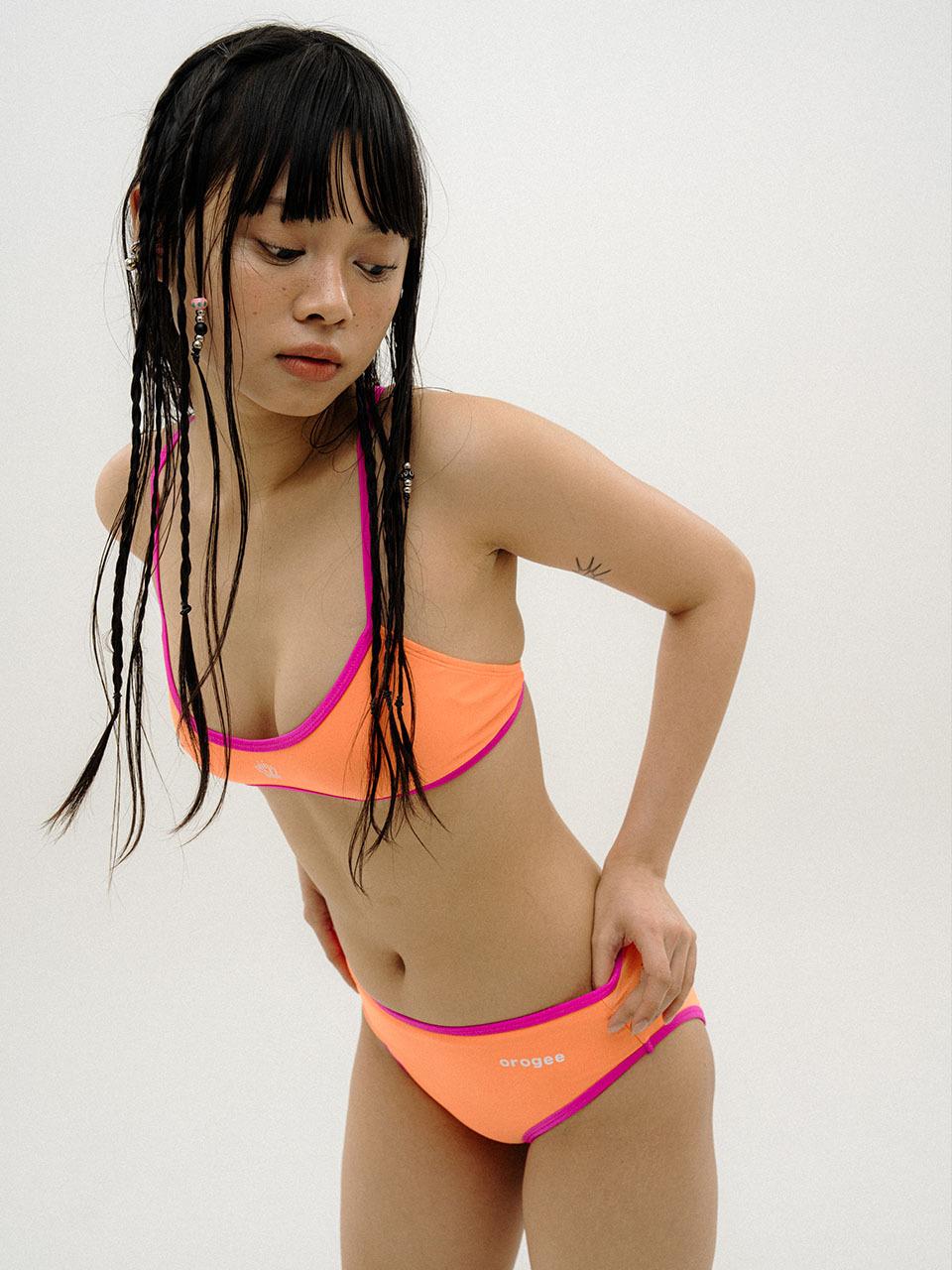 orogee COLOR BLOCK STRAP BIKINI SET [ORANGE]