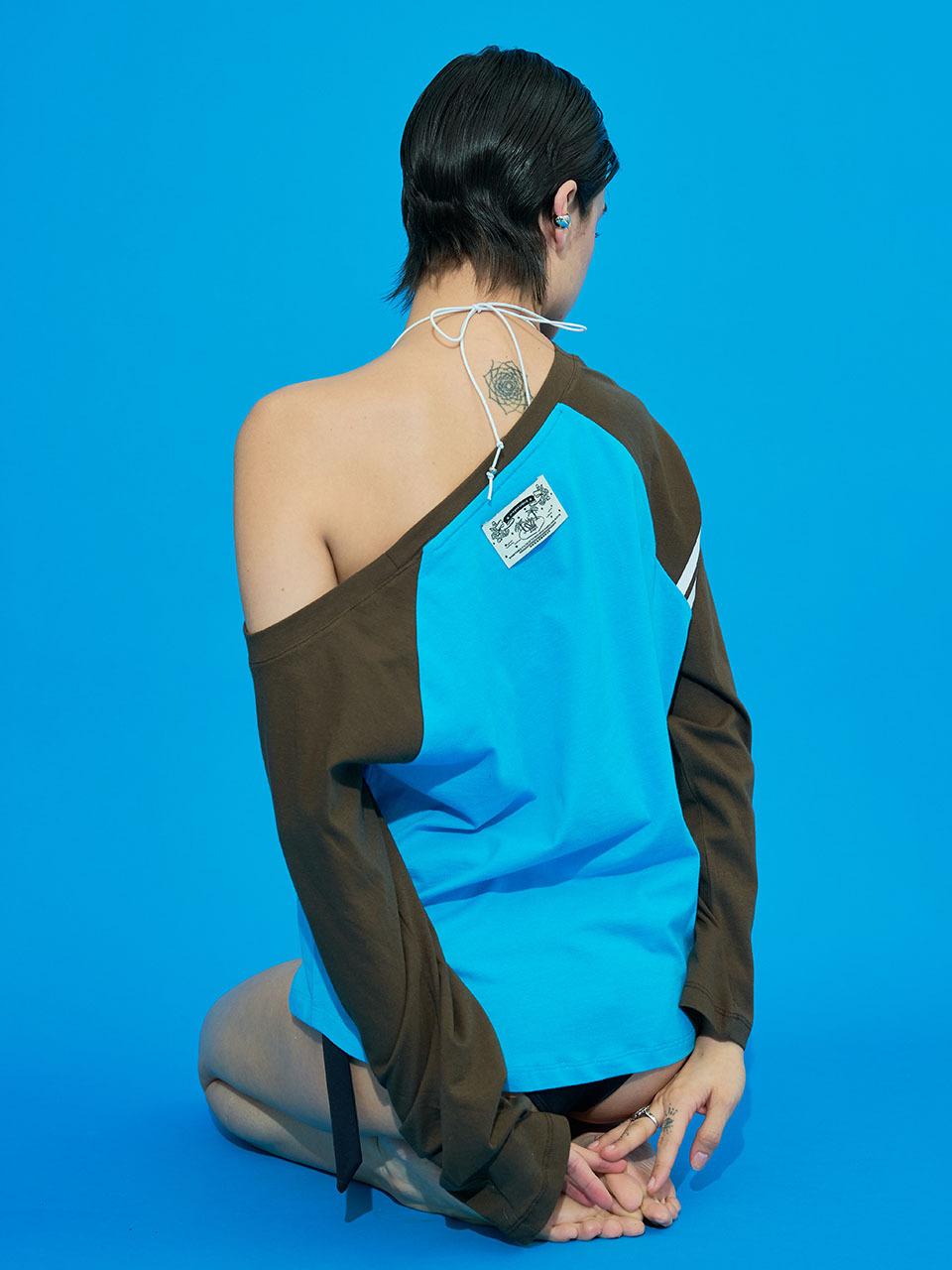 orogee ONE SHOULDER RAGLAN T-SHIRT [BROWN]