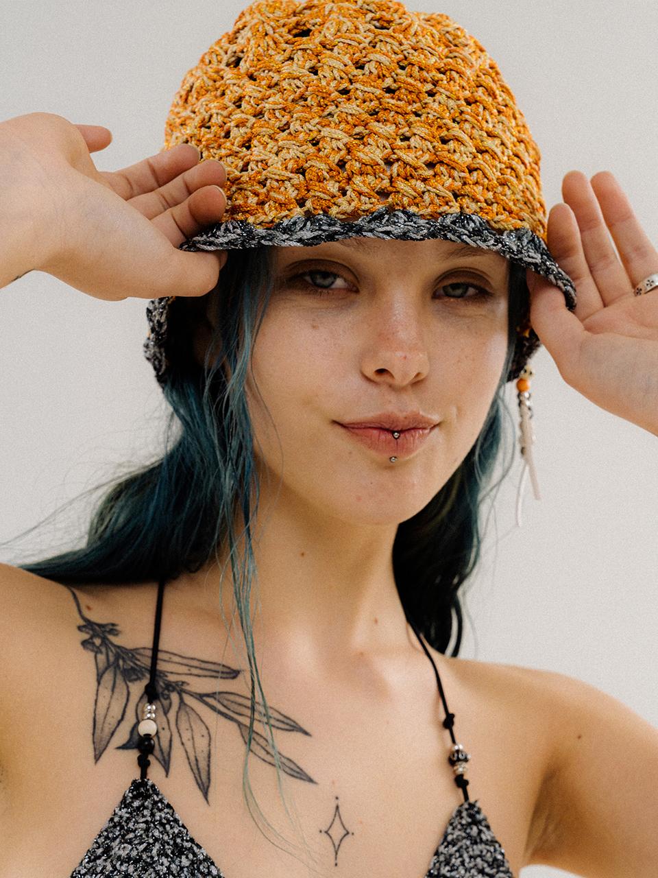orogee Shell Knit Bucket Hat [Orange]