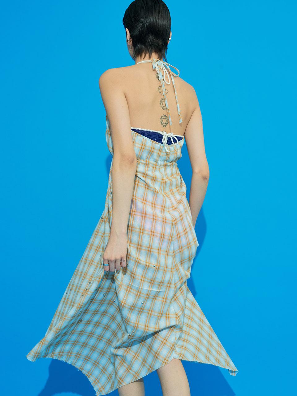 orogee TRIPLE PLAY CHECK DRESS [ORANGE]