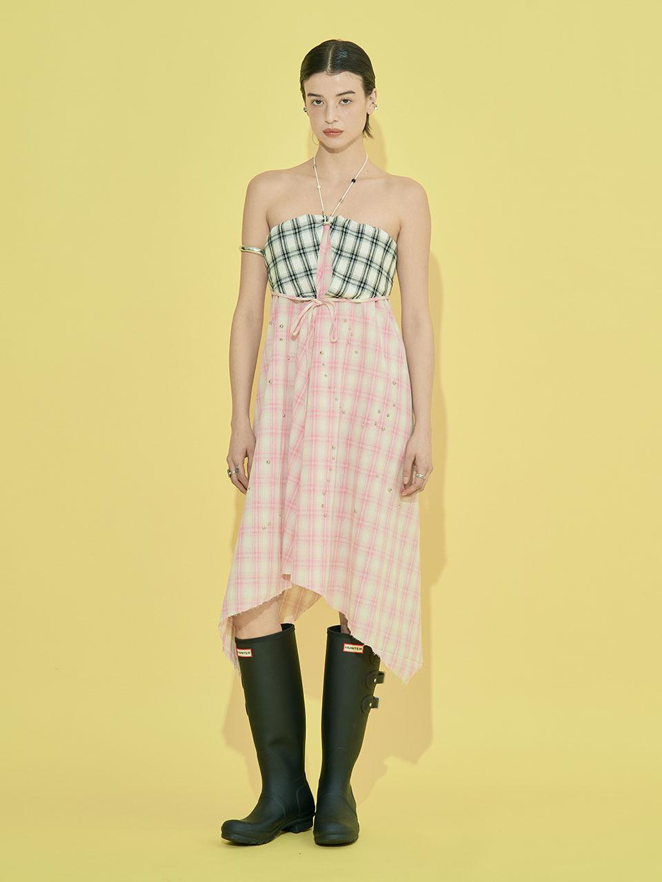 orogee Triple Play Check Dress [Pink]