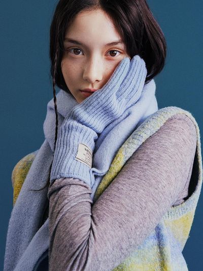 ORYANY Label Fingerhole Long Wool Blend Gloves [BABY BLUE] (OBFXGV04)