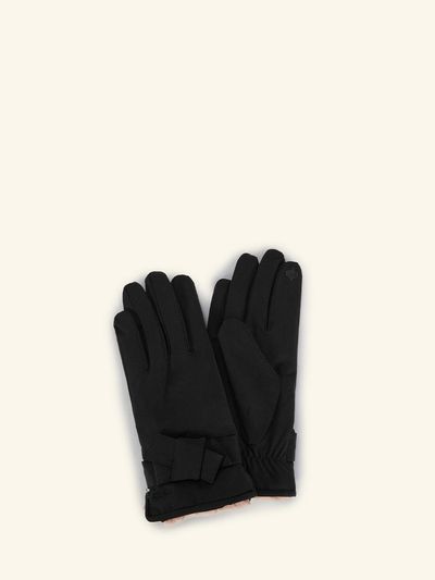 ORYANY Nylon Ribbon Touchscreen Fur-lined Gloves [BLACK] (OBFXGV22)