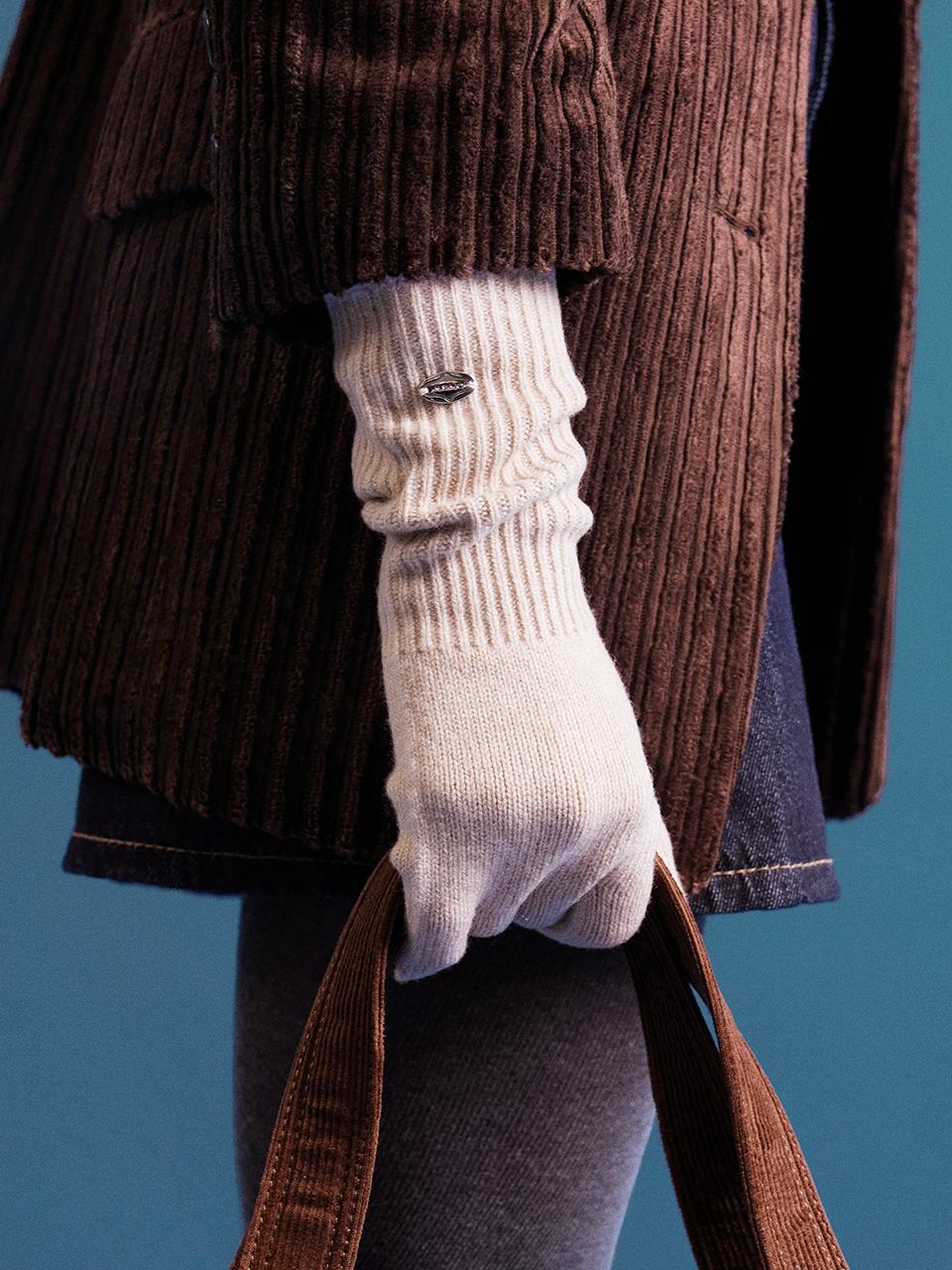 ORYANY Two-Tone Melange Wool Cashmere Gloves [Light Brown]