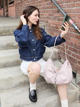 ORYANY Western Cutout Pearlescent Leather Crossbody Bag [PALE PINK]
