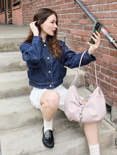 ORYANY Western Cutout Pearlescent Leather Crossbody Bag [PALE PINK]