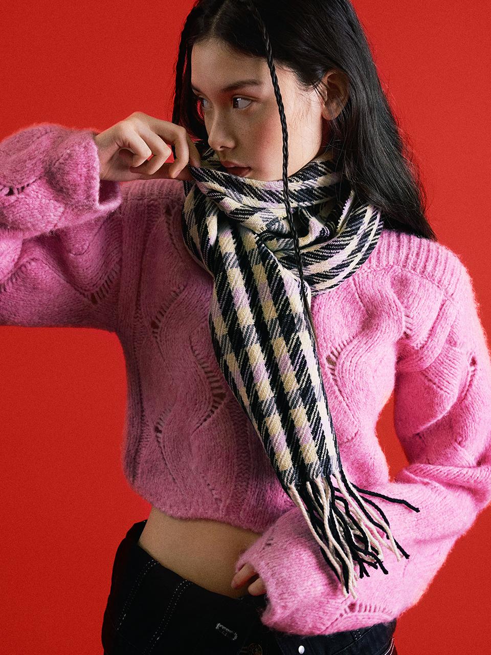 ORYANY Wool Cashmere Check Muffler [BABY YELLOW]