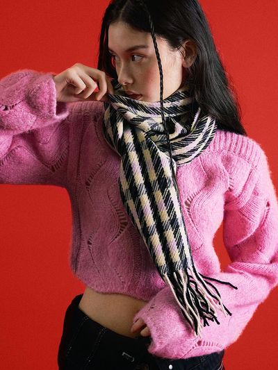 ORYANY Wool Cashmere Check Muffler [BABY YELLOW]