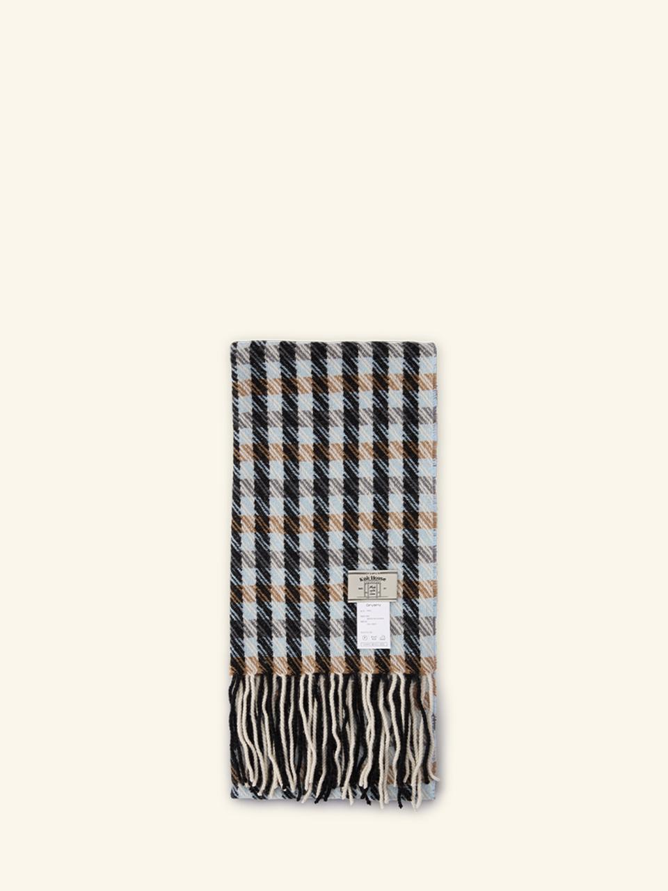 ORYANY Wool Cashmere Check Muffler [SKY BLUE]