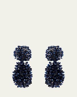 Oscar de la Renta Beaded Cluster Drop Earrings