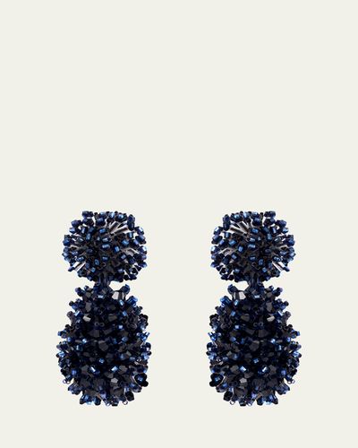 Oscar de la Renta Beaded Cluster Drop Earrings