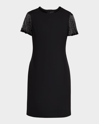 Oscar de la Renta Bugle Bead Embroidered Cocktail Dress