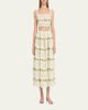 Oscar de la Renta Chine Hibiscus Striped Lace-Inset Midi Skirt - 2