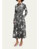 Oscar de la Renta Chine Peony Print Cotton Belted Midi Shirtdress - 4