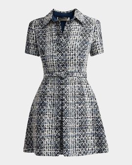 Oscar de la Renta Collared Tweed Mini Dress