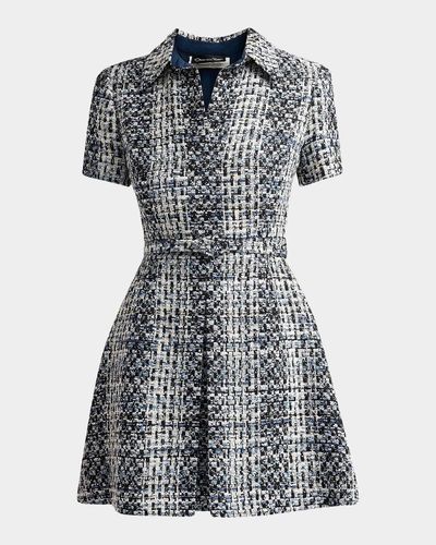 Oscar de la Renta Collared Tweed Mini Dress