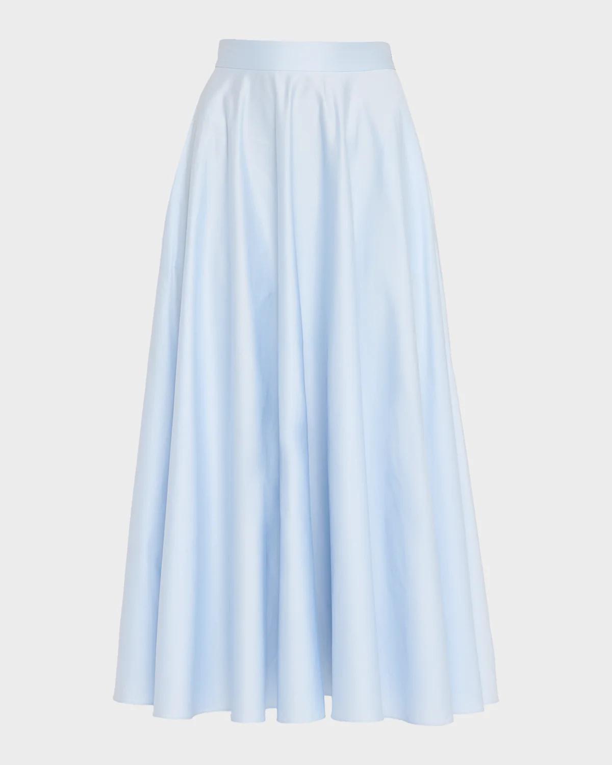 Oscar de la Renta Cotton Poplin Sateen Midi Circle Skirt