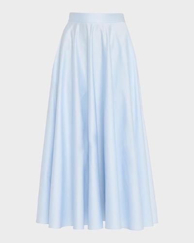 Oscar de la Renta Cotton Poplin Sateen Midi Circle Skirt