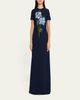 Oscar de la Renta Floral Beaded Short-Sleeve A-Line Gown - 2