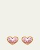 Oscar de la Renta Large Crystal Heart Stud Earrings - 1