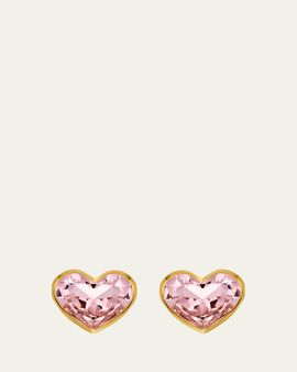Oscar de la Renta Large Crystal Heart Stud Earrings