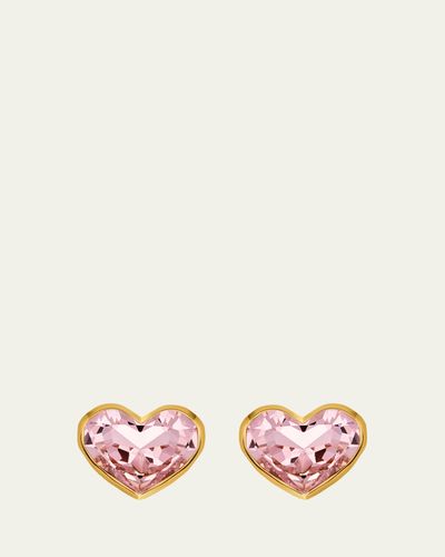 Oscar de la Renta Large Crystal Heart Stud Earrings