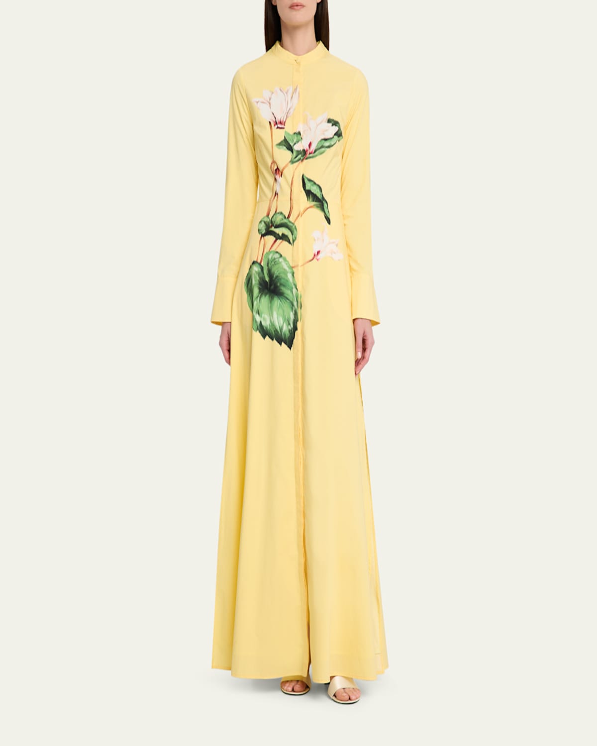 poplin maxi dress long sleeve Long Sleeve Belted Cotton Poplin Maxi Dress (Women)