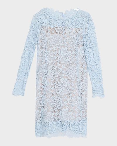 Oscar de la Renta Long-Sleeve Chrysanthemum Guipure Shift Dress