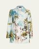 Oscar de la Renta Long-Sleeve Landscape-Print Double-Breasted Jacket - 1