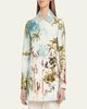 Oscar de la Renta Long-Sleeve Landscape-Print Double-Breasted Jacket - 4