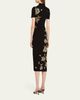Oscar de la Renta Metallic Hibiscus Flower Knit Short-Sleeve Midi Dress - 3
