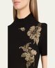 Oscar de la Renta Metallic Hibiscus Flower Knit Short-Sleeve Midi Dress - 5