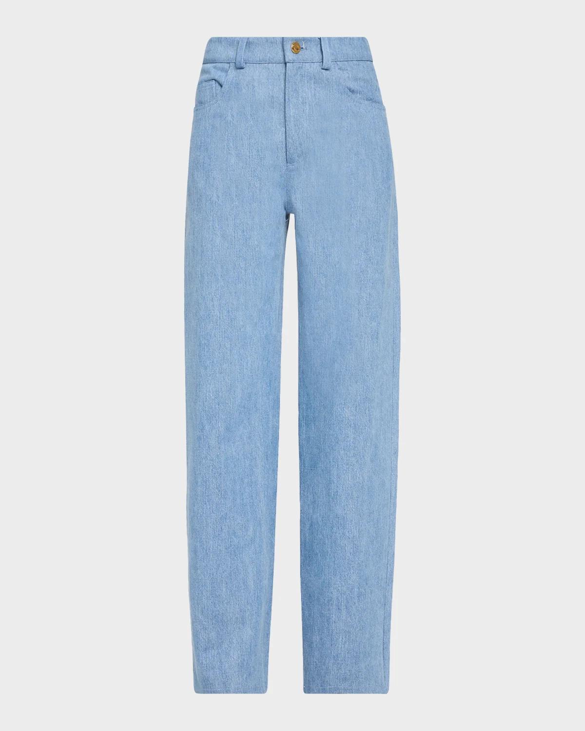 Oscar de la Renta Mid-Rise Denim Straight-Leg Pants