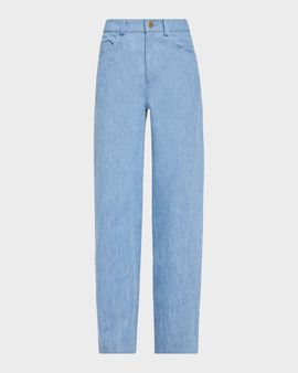Oscar de la Renta Mid-Rise Denim Straight-Leg Pants
