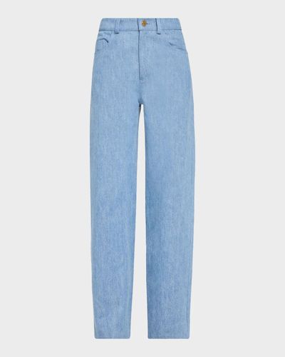 Oscar de la Renta Mid-Rise Denim Straight-Leg Pants