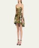 Oscar de la Renta Mixed Botanical Embroidered Tulle High-Low Bustier Dress - 4