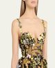 Oscar de la Renta Mixed Botanical Embroidered Tulle High-Low Bustier Dress - 5