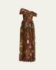 Oscar de la Renta One-Shoulder Mixed Botanical Silk Chiffon Gown - 1