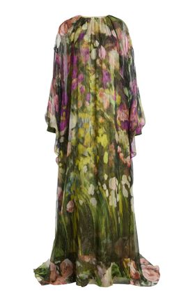 Oscar de la Renta Oscar de la Renta Abstract Landscape Chiffon Caftan