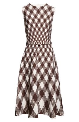 Oscar de la Renta Oscar de la Renta Argyle Dégradé Stretch Wool Dress