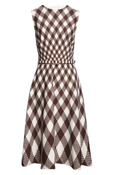 Oscar de la Renta Oscar de la Renta Argyle Dégradé Stretch Wool Dress