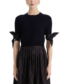 Oscar De La Renta Oscar de la Renta Argyle Tie Knit Cardigan