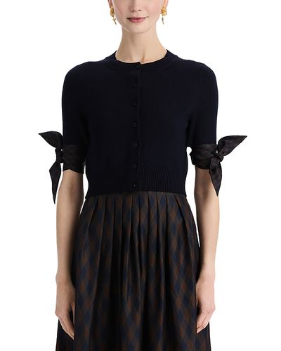 Oscar De La Renta Oscar de la Renta Argyle Tie Knit Cardigan