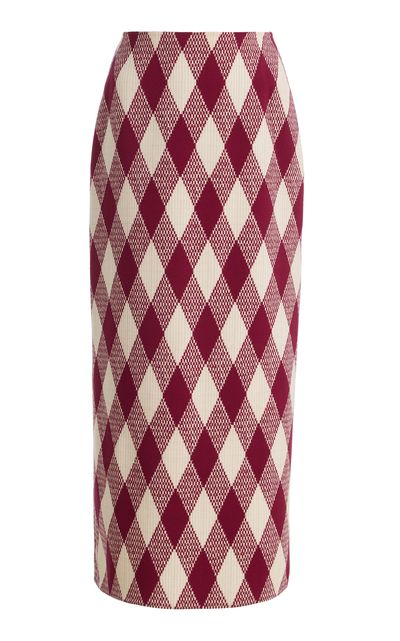 Oscar de la Renta Oscar de la Renta Argyle WoolBlend Midi Pencil Skirt