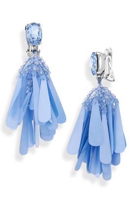 Oscar de la Renta Oscar de la Renta Bead & Sequin Flower Cascade Clip-On Drop Earrings