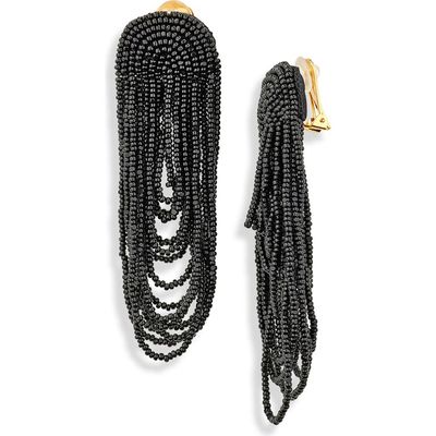 Oscar de la Renta Oscar de la Renta Beaded Double Curtain Clip-On Drop Earrings